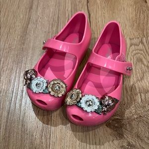 Mini Melissa Pink Kids Shoes with Decorative Accents